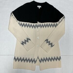 Vtg Escada Margaretha Ley Color Block Cardigan Black/White Wool Blend Size Small